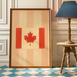 Küstenkanada-Flagge - Wand-Kunstdruck - Vintage kanadisches Ahornblatt-Poster - rot-cremefarbenesbehälter-weißes rot-weißes Graffiti-Wanddekor