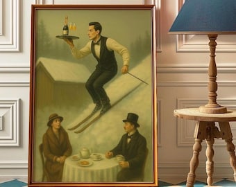 Vintage Skiing Poster – Retro Après Ski Lodge Wall Art