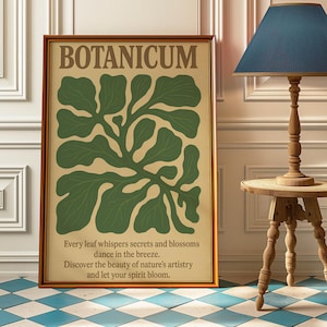 Botanicum Vintage Blatt Kunstdruck - Grüne botanische Wanddekoration, Natur Illustration Poster, Cottagecore Pflanzenliebhaber Geschenk