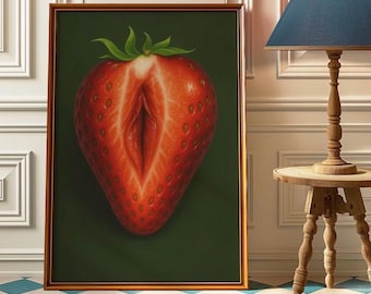 Strawberry Art Print – Surreal Fruit Poster