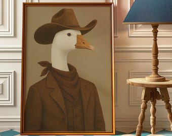 Silly Cowboy Goose Wall Art - Funny Vintage Goose Cowboy Hat Print -  Retro Cowboy Nursery Decor - Southeastern Boy Room Animal Wall art