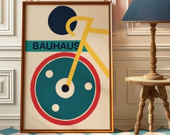 Póster de ciclismo Bauhaus - Impresión de bicicleta Bauhaus - Regalo para amantes del ciclismo - Póster de bicicleta Bauhaus - Decoración minimalista del hogar - Impresión de regalo de ciclismo