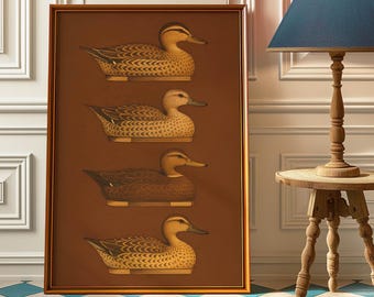 Vintage Duck Decoy Poster – Retro Waterfowl Wall Art for Cabin, Office, or Hunting Lodge – Classic Mallard Pintail Teal Decor – Gift for Dad