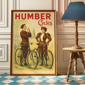 Vintage Fahrrad Poster - Retro-Stil Humber cycles Wandkunst - Antike Fahrrad Druck - 1890er Jahre Radsport Dekor - Geschenk für Fahrrad-Liebhaber