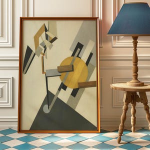 Constructivist Abstract Wall Art Print – Neutral Geometric Minimalist Poster – Industrial Modern Art for Office or Home Decor