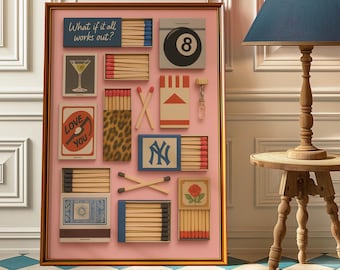 Retro Matchbox Art Print: Mid-Century Modern Pop Art