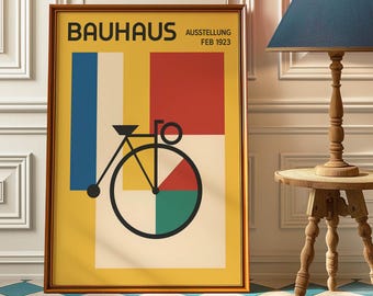 Póster de ciclismo Bauhaus - Impresión de bicicleta Bauhaus - Regalo para amantes del ciclismo - Póster de bicicleta Bauhaus - Decoración minimalista del hogar - Impresión de regalo de ciclismo