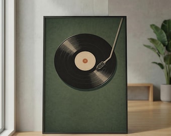 Vintage vinylskivspelare affisch – Retro musik