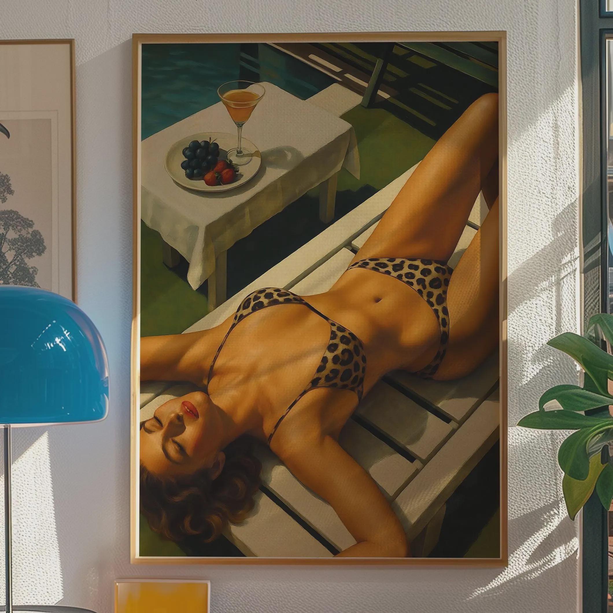 Woman Sunbathing Bikini Poster - Beachy Wall Art - Elegant Old Money Poster - Vintage Poster - Vogue Summer Poster - Chill Vibes Poster