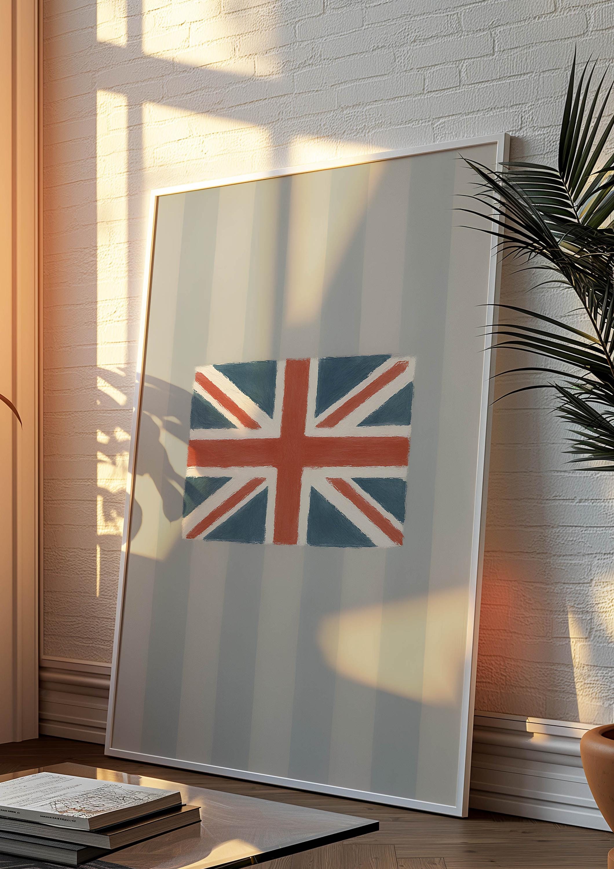 Coastal British Flag Wall Art Print – Vintage Union Jack Painting – UK ...