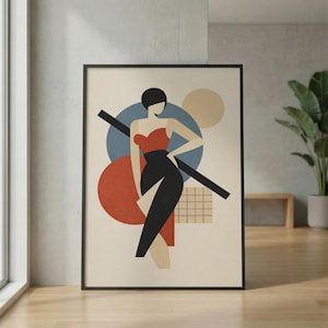 Póster feminista vintage de la Bauhaus_ Arte mural femenino retro