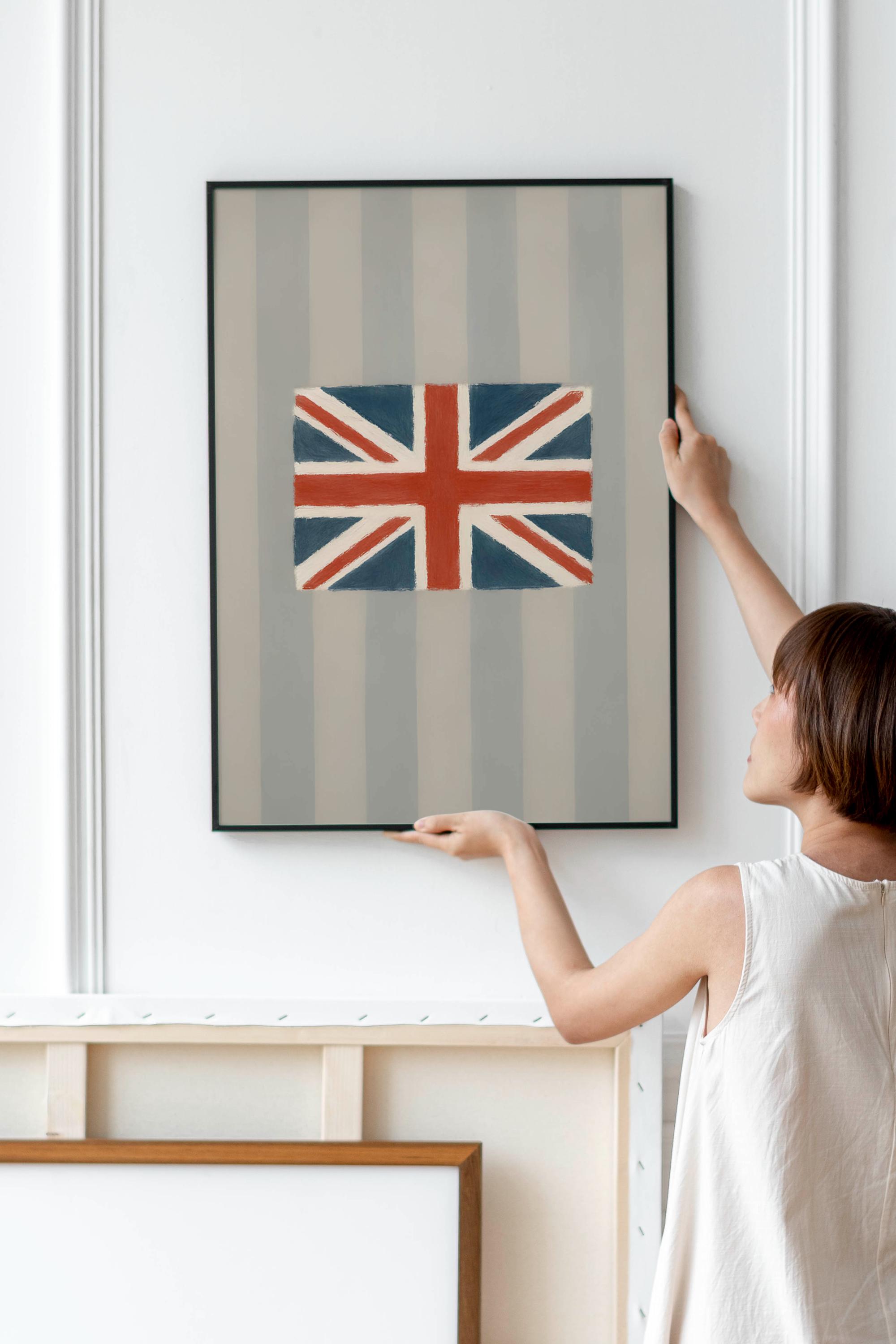 Coastal British Flag Wall Art Print – Vintage Union Jack Painting – UK ...