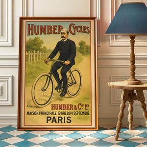 Vintage Bicycle Poster | Retro Cycling Wall Art | Old-Fashioned Bike Lover Gift | Antique Style Bicycle Print for Home or Garage Decor