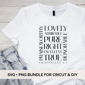 The Grid – Philippians 4:8 Christian SVG + PNG Bundle | Bible Verse Cut File for Cricut | Scripture for Shirts, Mugs, and DIY Projects