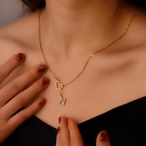 Colar de letra inicial de ouro 14k Presente de Natal - Presentes para a mãe - Colar de ouro - Colar de letra