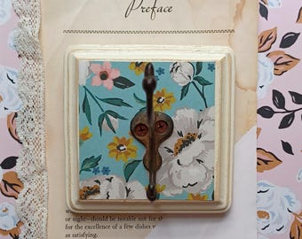 Decorative Blue Floral Wall Hook, Romantic Cottage Home Decor, Pretty Key, Towel, Purse Hanger, Jewelry Organizer