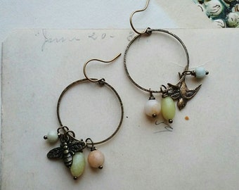 The Birds and the Bees Colorful Beaded Hoop Earrings