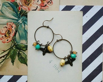 Colorful Beaded Bee Earrings