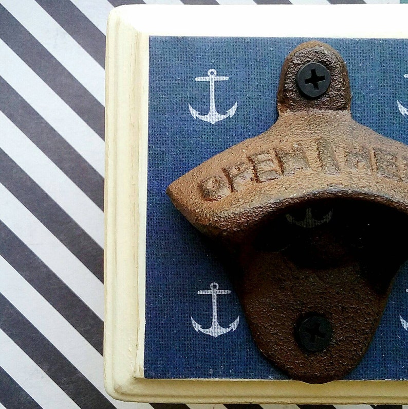 Anchor Beer Opener Nautical Wall Mount Bottle Opener Rustic Etsy