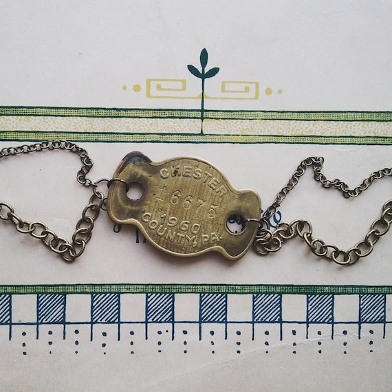 Vintage Brass Tag Bracelet, Upcycled Pennsylvania Dog ID Tag Jewelry - Etsy Vintage Brass Tag Bracelet, Upcycled Pennsylvania Dog ID Tag Jewelry - Etsy