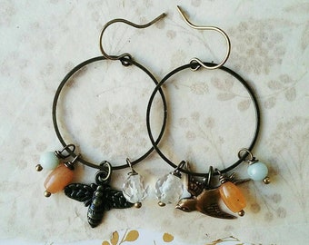 The Birds and the Bees Colorful Beaded Hoop Earrings