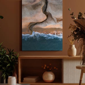 Ocean Waves Canvas Wall Art | Coastal Landscape Print | Modern Blue Nature Canvas | Living Room Bedroom Beach Home Wall Decor