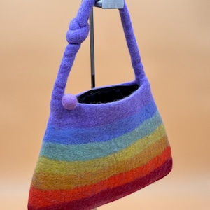 handmade shoulder bag sheep&#39;s wool new colorful rainbow