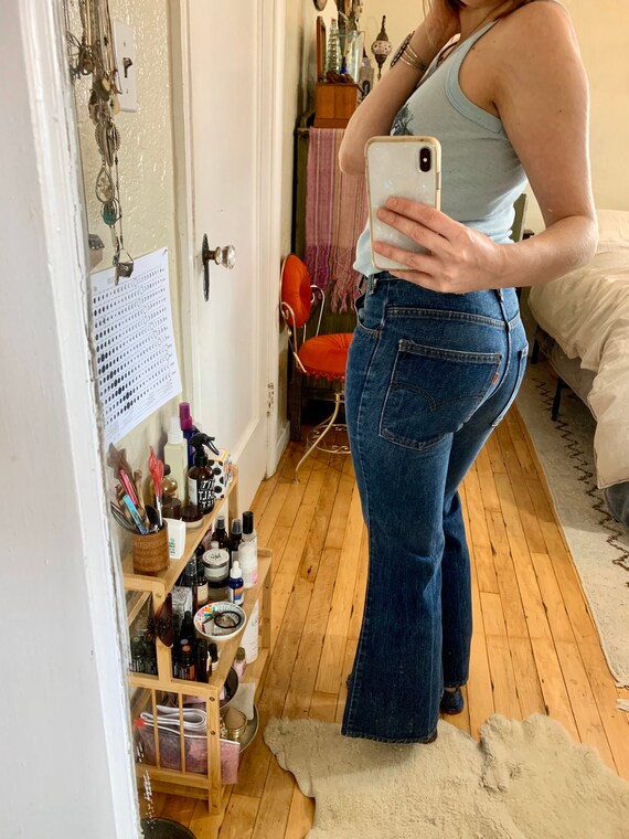 Peachy Pie 70s (26) Dark Wash Denim Orange Tab Lev