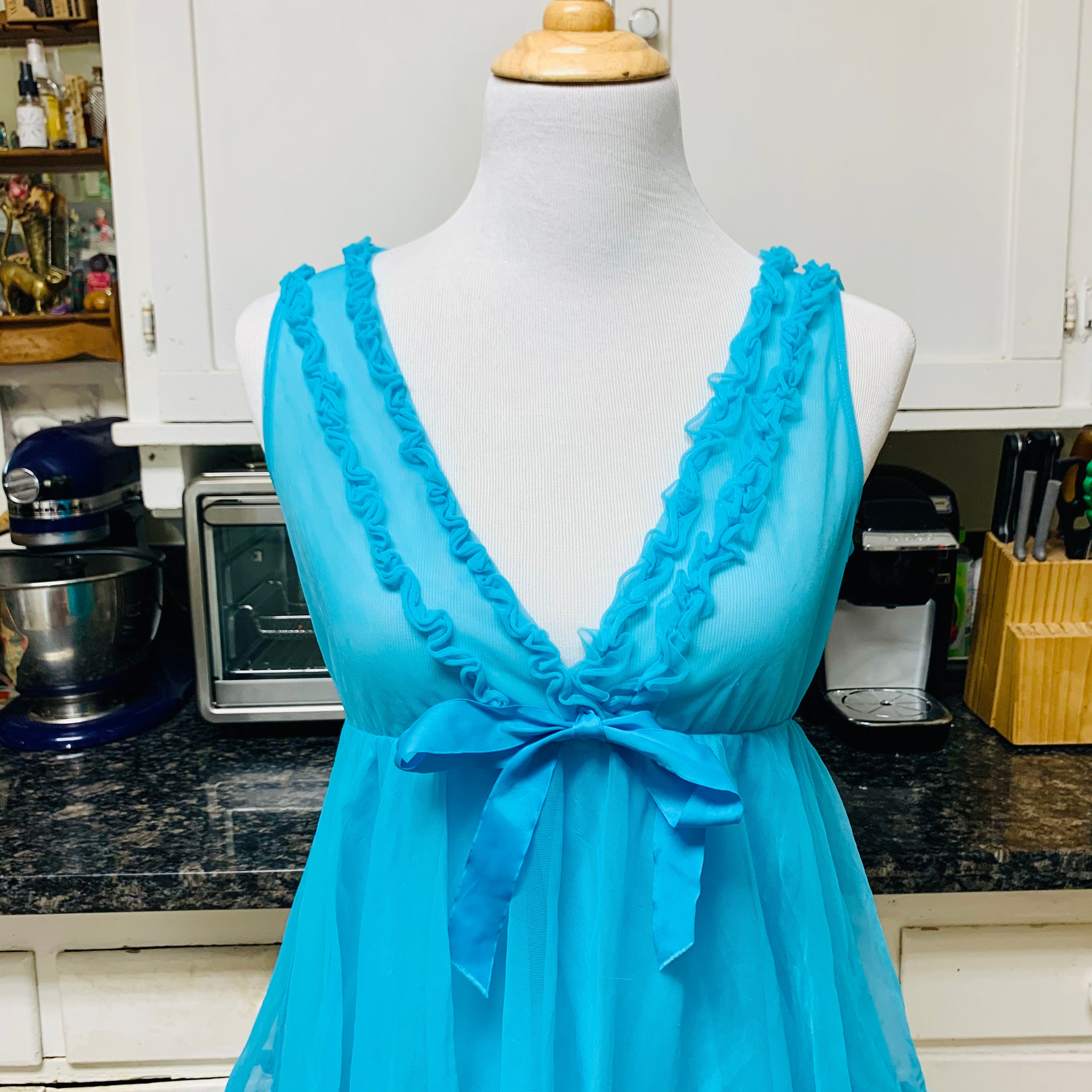 1960s S-M Sheer Turquoise Flowy Lingerie Top | Etsy