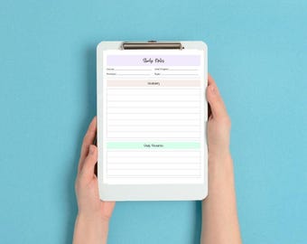 Simple Notes Guide for Students | Digital Study Organizer PDF + Editable Canva | Course Info, Vocab, Study Resources