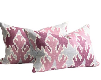 Kelly Wearstler Pillow Cover, Bengal Bazaar Magenta, Linen Lumbar Pillow Covers, Set of Two, 14x22, decorative pillow cover, ready to ship