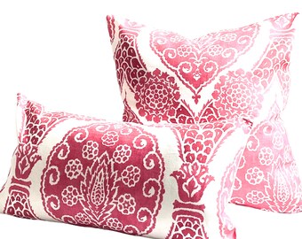 Sufera Print Pink,  Pillow Cover, Lumbar, Studio Tullia, Brunschwig & Fils, Designer Pillow, 19x19, 11x21, ready to ship