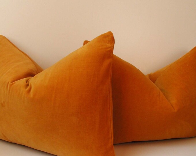 Mustard Yellow Velvet Pillow Cover 14 X 22 Inch Vintage Yellow Velvet