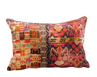 Funda de cojín lumbar de terciopelo Rio Spice, manta de diseño bohemio multicolor, 14x20