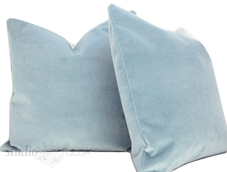 Studio Tullia Sky Blue Velvet Custom Sizes velvet pillow cover made to order Pillow Cover