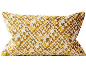 Funda de almohada de terciopelo estilo David Hicks, cojín lumbar geométrico (11x19)