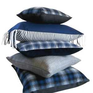 Plaid Wool Pillow Cover, assorted pillow covers, pillow cover, blue and white, plaid,  throw pillow, decorative pillow cover, ready to ship