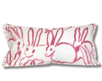 Bunny Hutch in Pink, Hunt Slonem, Lumbar pillow cover, 11X17, 11x21, 13x19 inches, Lee Jofa, Studio Tullia, quick ship