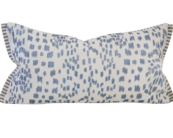 Les Touches, Embroidered, Canton Blue, Lumbar, Pillow Cover, Studio Tullia, ready to ship