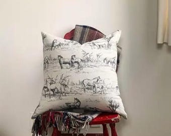 Horse Sketch Pillow Cover, Equestrian Decor, 20x20 inches