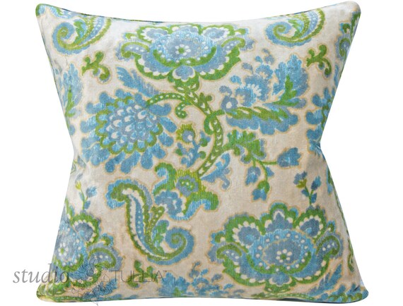 Vintage Velvet Pillow Cover 20x20 Floral Botanical Mid Etsy