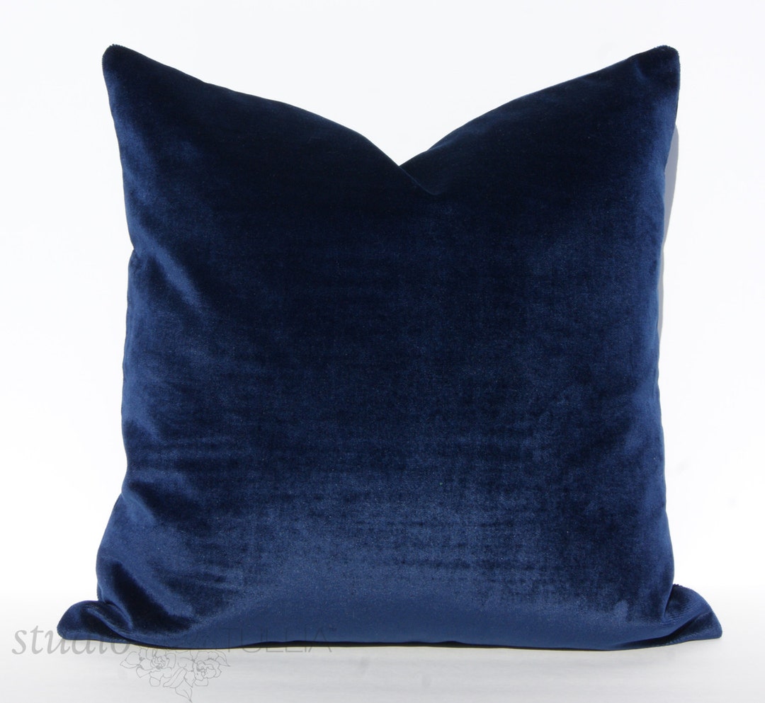 Midnight Blue Velvet Pillow Cover Decorative Pillow Cover Etsy