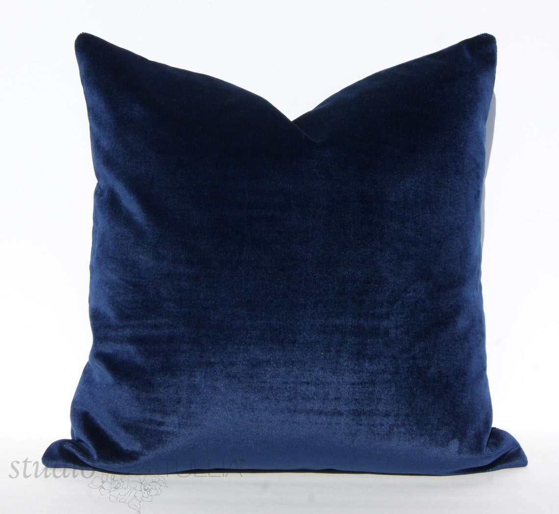 Midnight Blue Velvet Pillow Cover Decorative Pillow Cover Etsy