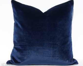 Midnight Blue,  Velvet Pillow Cover, 20x20 inches, Navy Blue, Studio Tullia, ready to ship