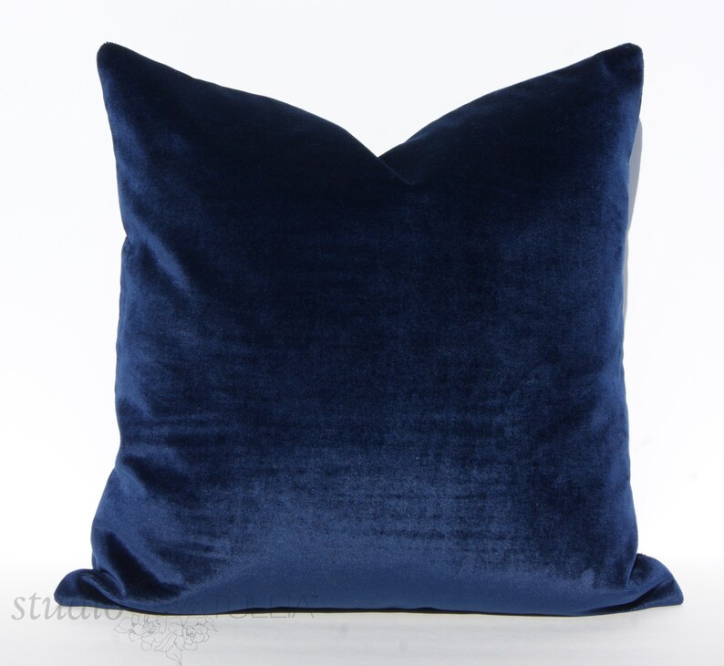 made to order Decorative Pillow Cover Indigo Navy Blue Pick Your Size Midnight Blue Velvet Pillow Cover