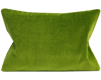 Leaf Green Velvet, Pillow Cover, 13x19 inches, cotton velvet, ready to ship