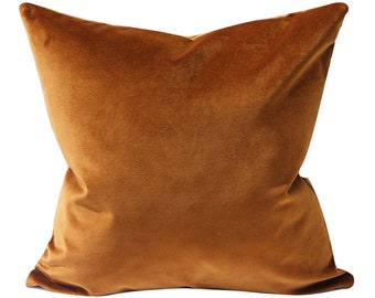 Cognac Velvet Pillow Cover, 20x20 inches,  Brown velvet, velvet pillow cover, ready to ship