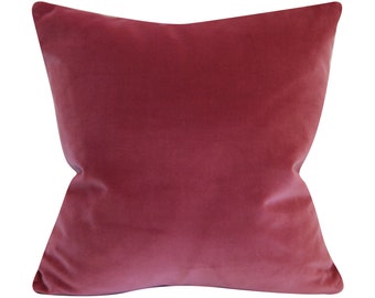 Pink Velvet Pillow Cover, Silk velvet, Plum, Belgian Linen, 19 inch, decorative pillow cover, Studio Tullia, ready to ship