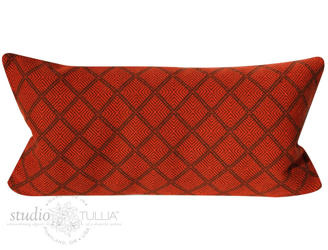 Orange Woven Lumbar Pillow Cover Geometric 11x21 Inches Etsy UK