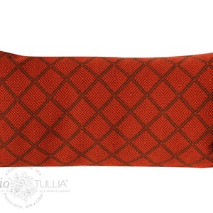 Orange Woven Lumbar Pillow Cover, geometric, 11x21 inches, vintage pillow cover , mid century, ready to ship